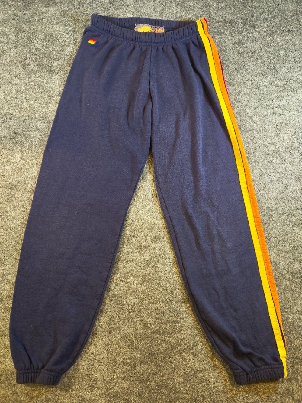 Women’s Navy Sweatpants with Yellow Accent Stripe